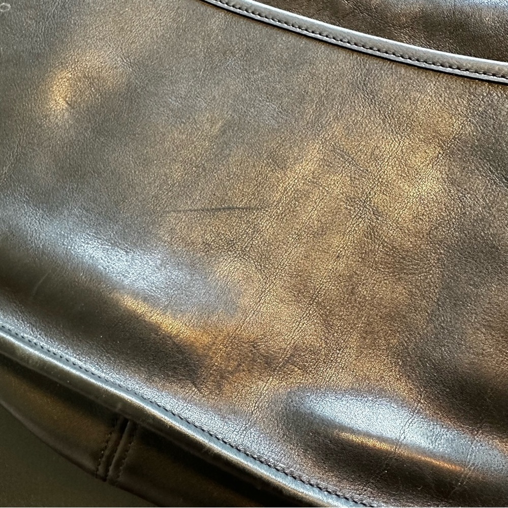 Vintage Y2K COACH Black Genuine Leather Satchel Bag Unisex Patrica Saddle - Picture 8 of 15